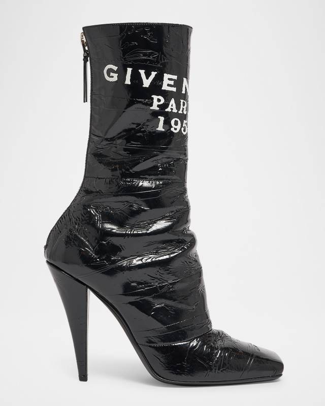 GIVENCHY Tape Shiny Leather Ankle Boots